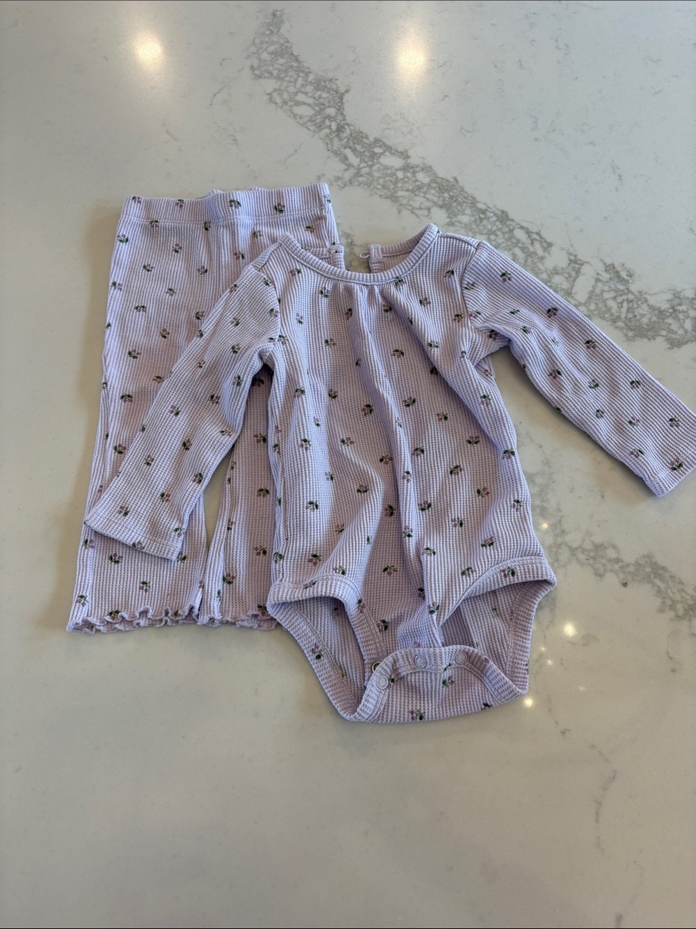 Carter's Light Purple Floral Ribbed Matching Set
